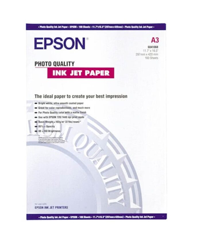 PAPIR EPSON A3,100L, PHOTO QUALITY INK 102g/m2