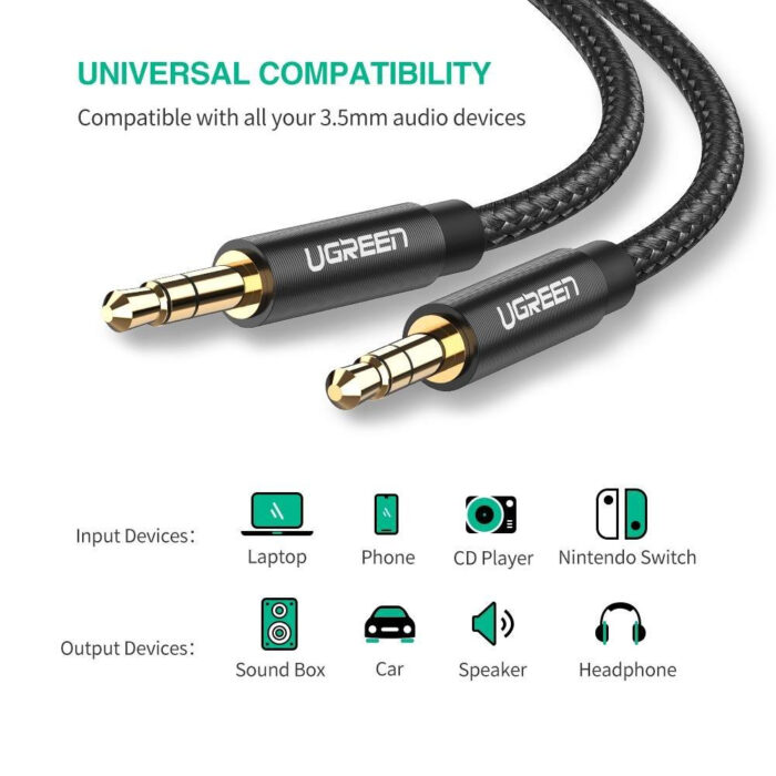 Ugreen aux avdio kabel 3.5mm 1m črn - polybag - Image 4
