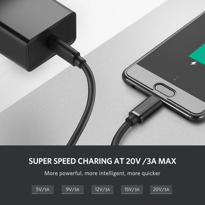 UGREEN USB 2.0 USB-C na USB-C 1m (črn) - polybag - Image 6