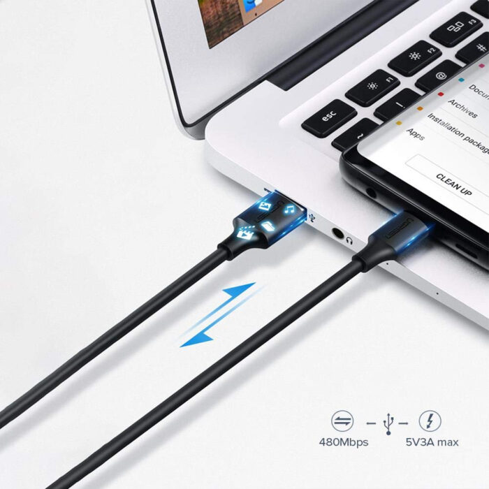 UGREEN USB A 2.0 na USB-C kabel 2m (črn) - polybag - Image 3