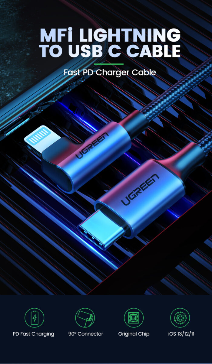 Ugreen MFI kotni kabel USB-C na Lightning 1,5m - box - Image 4