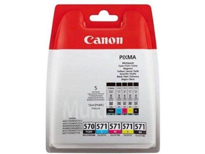KOMPLET CANON PGI-570 / CLI-571 MG5750 MULTI (ČRN,PIGMENT ČRN, CYAN, MAGENTA,