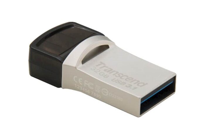 USB C & USB DISK TRANSCEND  32GB JF 890, 3.1/3.0, srebrn, kovinski, micro fo