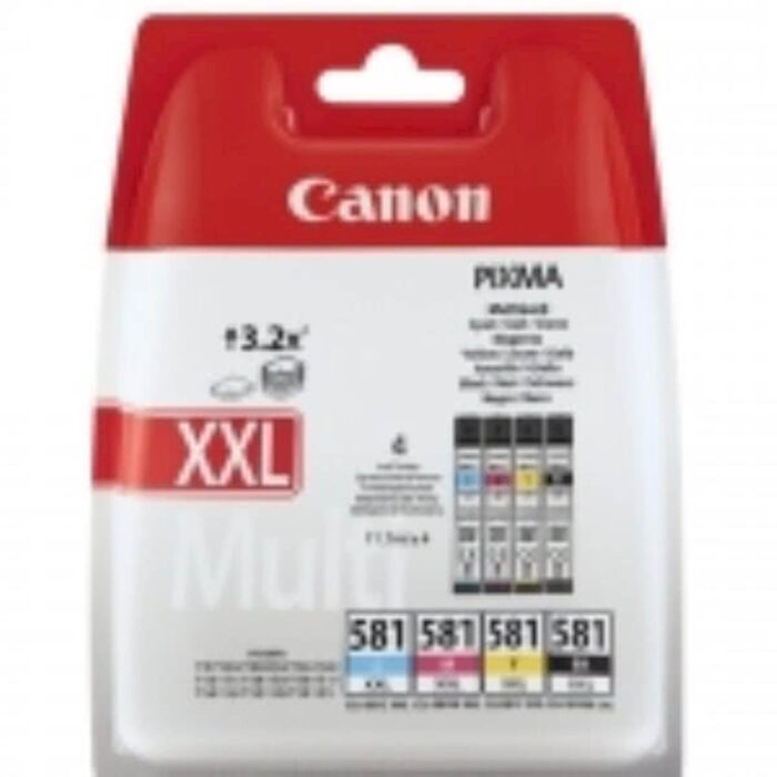 KOMPLET CANON CLI-581 CYAN XXL, MAGENTA XXL, RUMENA XXL, ČRNA XXL za