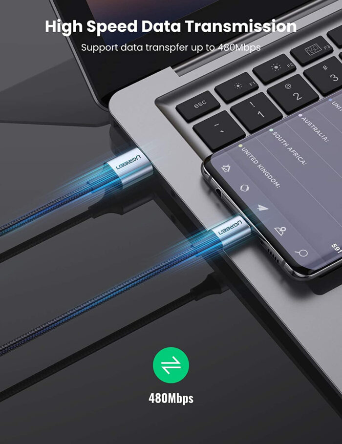 UGREEN USB 2.0 A na USB-C kabel 2m (črn) - polybag - Image 6