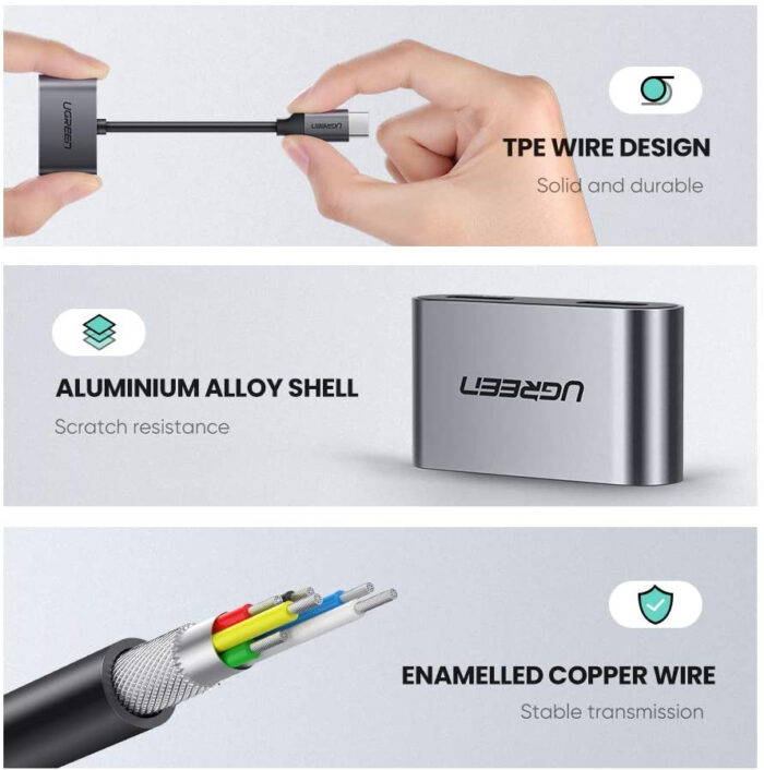 UGREEN USB-C v dvojni USB-C Adapter 2v1 - box - Image 5