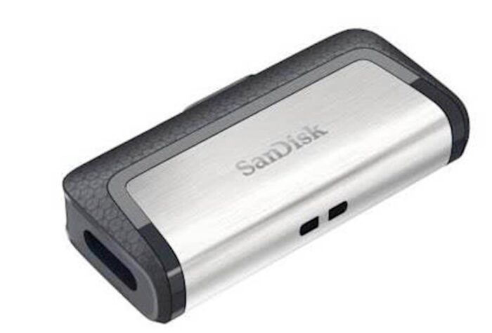 USB C & USB DISK SANDISK 256GB ULTRA DUAL, 3.1/3.0, srebrno-črn, drsni