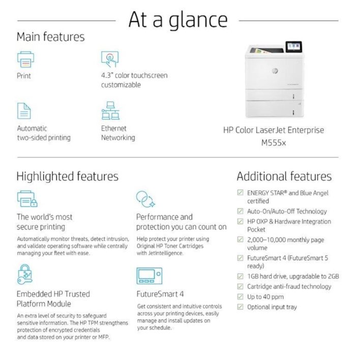 Barvni laserski tiskalnik HP Color LaserJet Enterprise M555x - slika 4