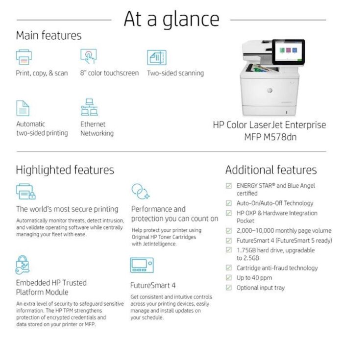 Večfunkcijska barvna laserska naprava HP Color LaserJet Enterprise M578dn - slika 4