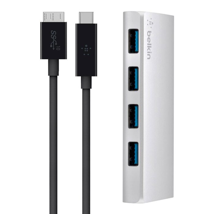 Belkin USB 3.0 4 Portni Hub + USB-C + Priložen napajalnik