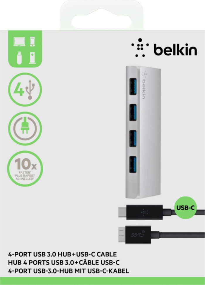 Belkin USB 3.0 4 Portni Hub + USB-C + Priložen napajalnik - slika 3