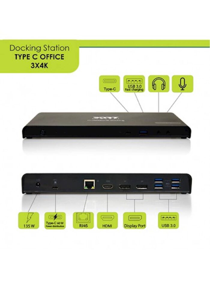 Docking Station PORT Type C, office 3x4K
