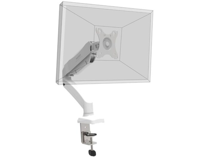 Namizni nosilec PORT za monitor, do max 8 kg, aluminj, bel / eregonomska