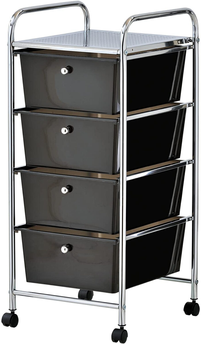 VonHaus voziček s 4 predali, črn - Image 3