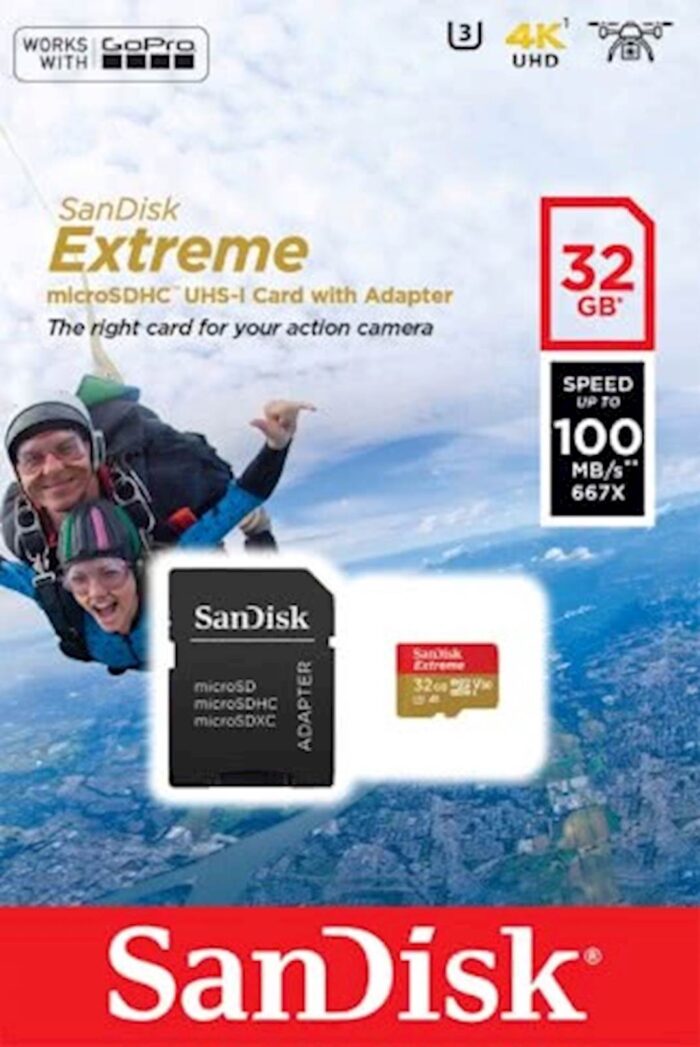 SDHC SANDISK MICRO 32GB EXTREME KAMERA/DRON, 100/60MB/s, UHS-I Speed