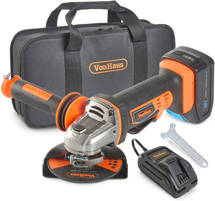 VonHaus 115m akumulatorski kotni brusilnik + 20V D-Series 3.0Ah baterija