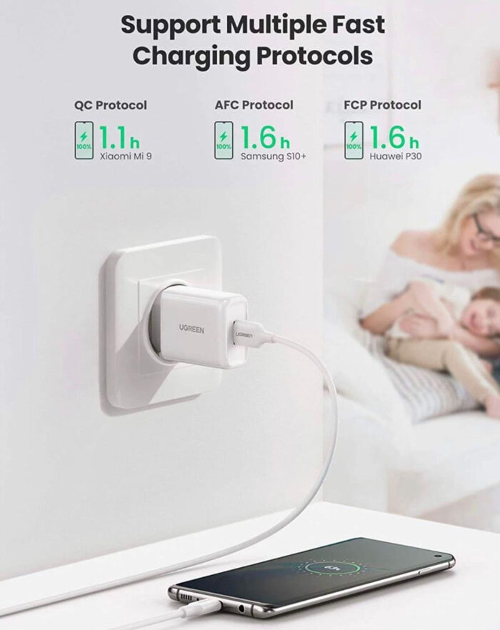 UGREEN 18W QC3.0 hišni polnilec bel - box - Image 4