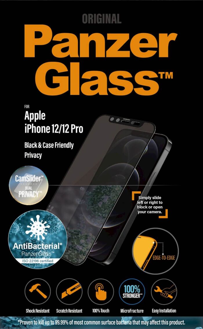 PANZERGLASS IPHONE  12/12 PRO CF CL PRIV AB BLACK