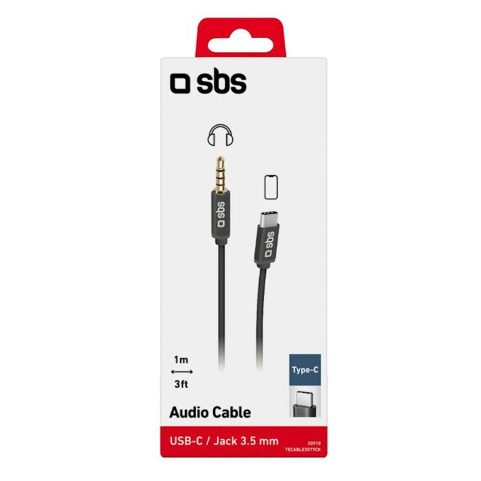 SBS ADAPTER AVDIO TYPE C TO 3,5MM JACK 1m ČRN - Image 3