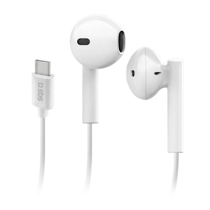 SBS SLUŠALKE STEREO ŽIČNE USB-C Z MIKROFONOM BELE