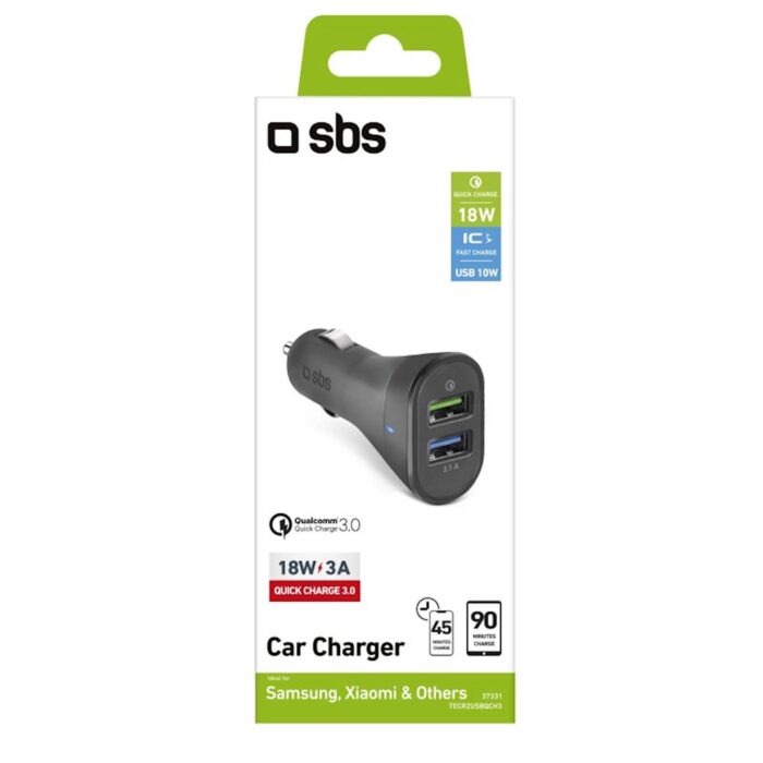 SBS AVTOPOLNILEC 18W HITRO POLNJENJE 2x USB-A - Image 3