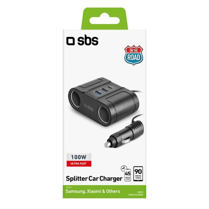 SBS AVTOPOLNILEC SPLITTER 100W 1X USB-C, 2XUSB - Image 3