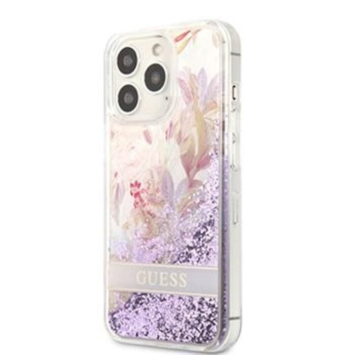 GUESS GLITTER FLOVER OVITEK IPHONE 13 PRO VIJOLIČNA
