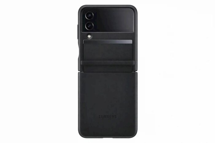 SAMSUNG GALAXY Z FLIP4 FLAP LEATHER COVER BLACK