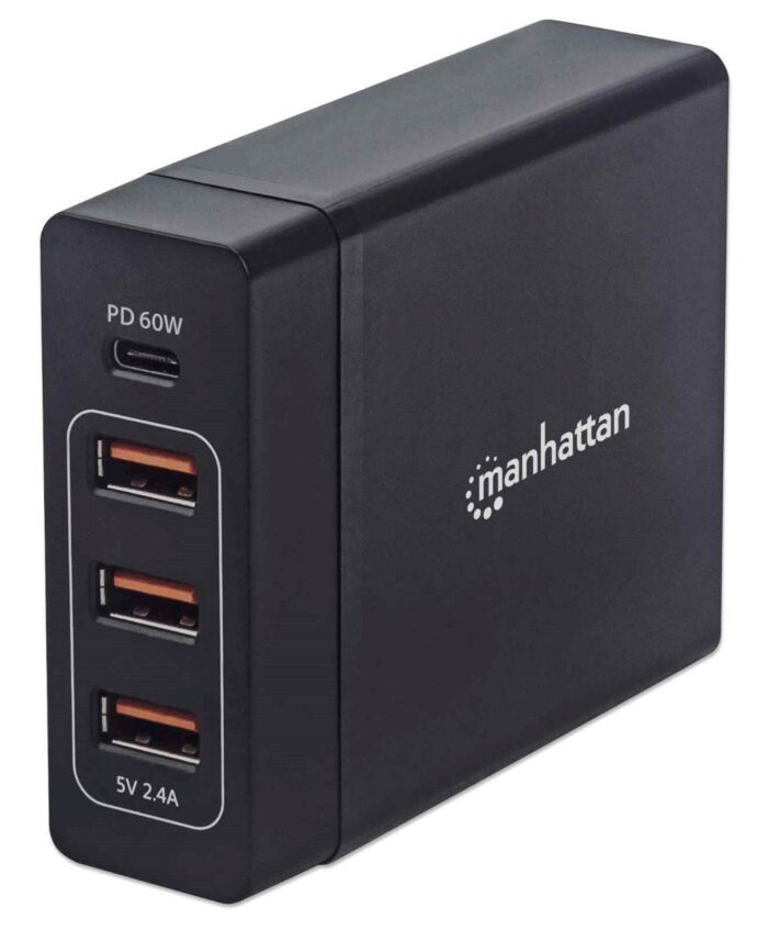 Polnilna postaja za 4 naprave MANHATTAN - 72W, 1xUSB-C (PD 3.0) in 3xUSB-A