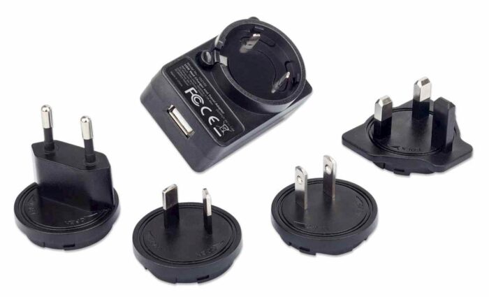 Stenski polnilnik in potovalni adapter MANHATTAN, USB-A, zamenljivi vtiči za - Image 5