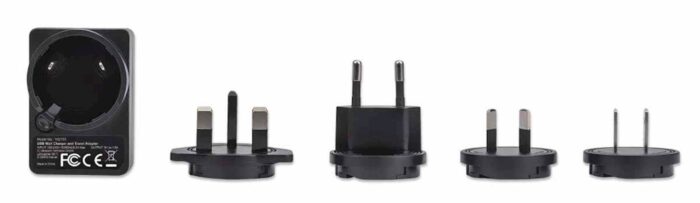 Stenski polnilnik in potovalni adapter MANHATTAN, USB-A, zamenljivi vtiči za - Image 6