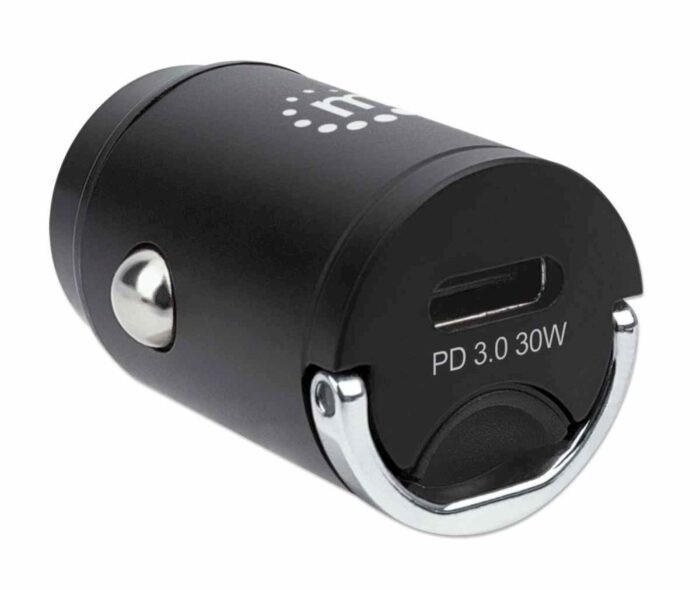 Avtopolnilec USB C 30 W mini MANHATTAN, 1xUSB C (PD 3.0), črne barve - Image 3