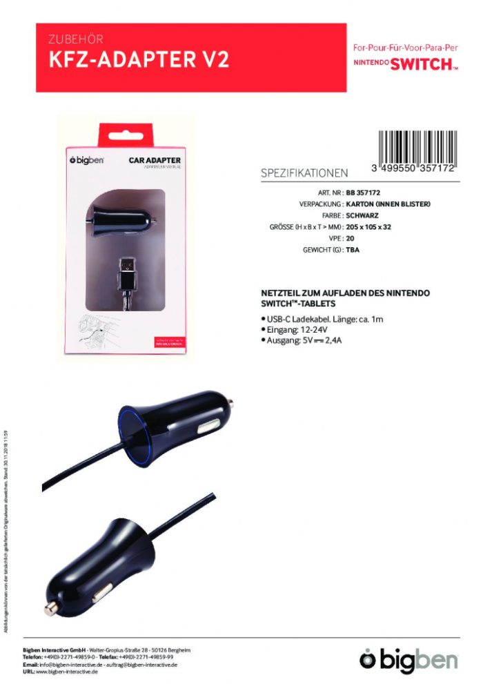 BIGBEN SWITCH avto polnilec za Nintendo Switch - Image 3