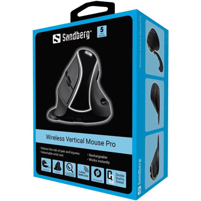 Sandberg Wireless Vertical ergonomska vertikalna polnilna brezžična miška - Image 3