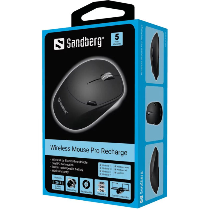 Sandberg Wireless Mouse Pro Recharge polnilna brezžična miška - Image 5