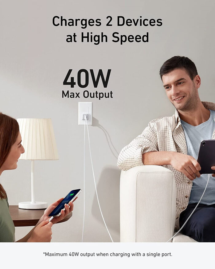 Anker 521 40W 2x USB-C stenski polnilec - Image 3