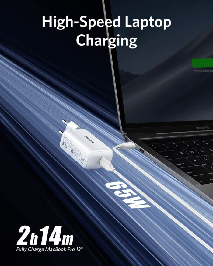 Anker PowerPort III 65W Pod potovalni polnilec z EU, UK in US adapterjem - Image 5