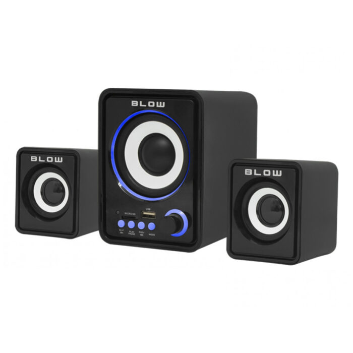 Zvočniki BLOW MS-26 2.1 Stereo USB microSD LED osvetlitev črni