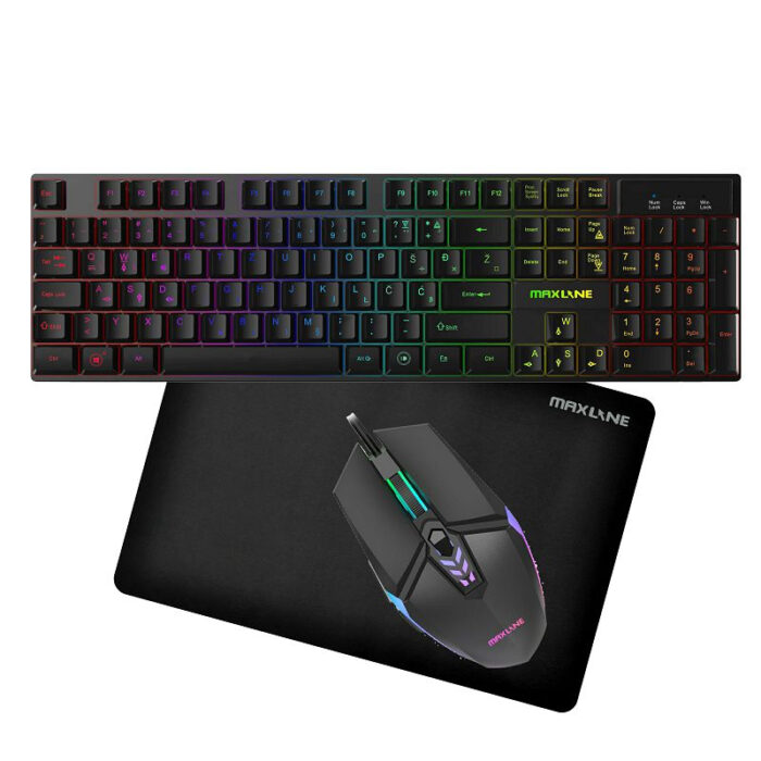 MAXLINE gaming komplet 3v1 (tipkovnica+miška+podloga) SW-GKC002  /