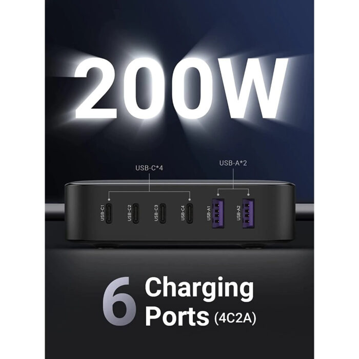 Ugreen 2x USB-A in 4x USB-C 200W GaN II hitri polnilec - box - Image 3