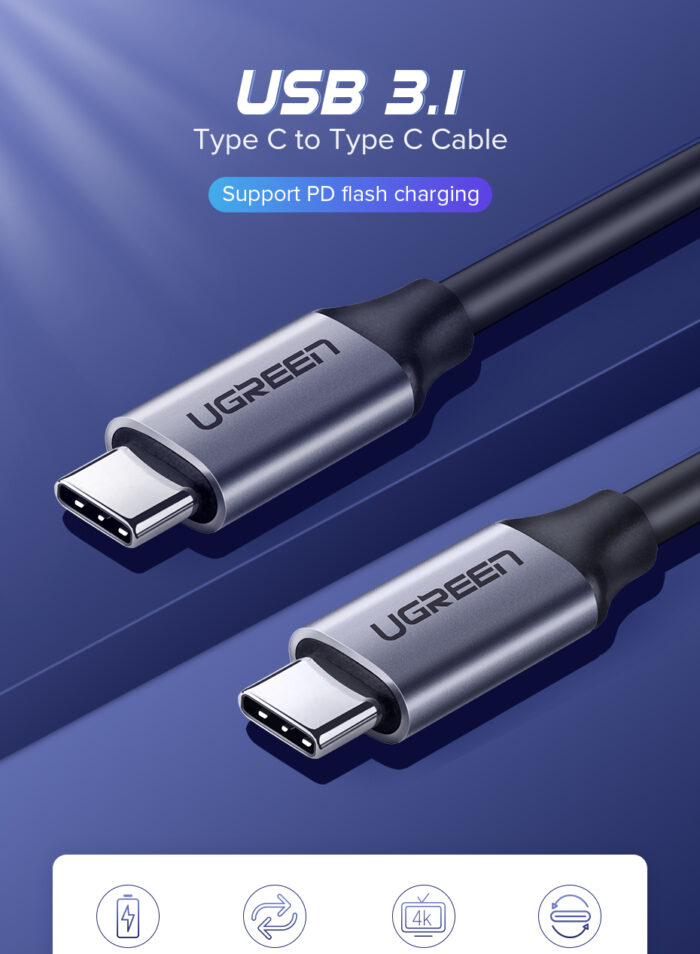 Ugreen USB-C 3.1 Gen1 3A 60W kabel, 1.5m avdio+video, 1,5M - Image 4
