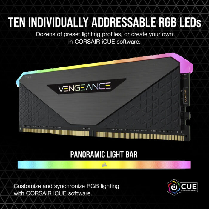 Corsair VENGEANCE RGB RT 32GB (2 x 16GB) DDR4 DRAM 3600MHz PC4-28800 CL16, - Image 6