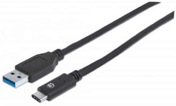 Kabel USB A/USB C SuperSpeed+ MANHATTAN moški/moški, USB 3.1 Gen 2, 1m, črne