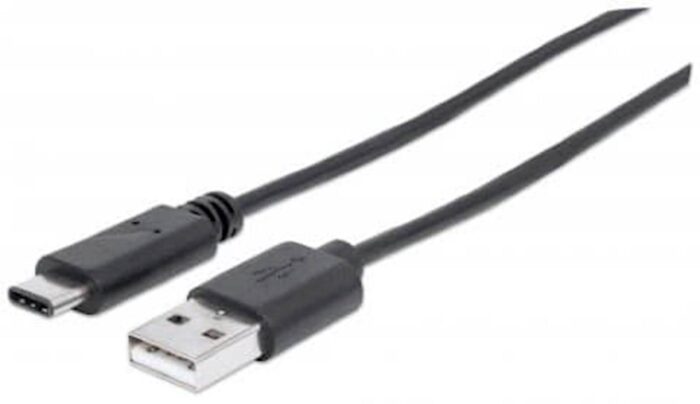 Kabel USB A/USB C MANHATTAN, moški/moški, USB 2.0, 1 m, črne barve