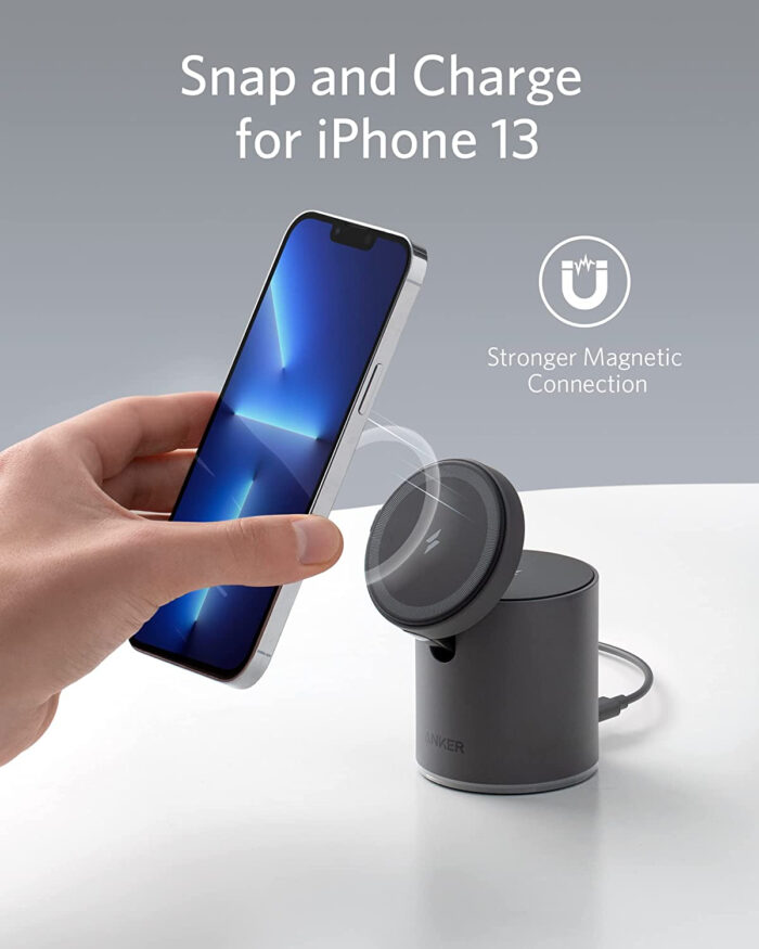 Anker MagGo brezžični MagSafe dvostopenjski polnilec z naklonom črn - Image 3