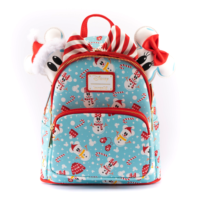 LOUNGEFLY DISNEY MINNIE MICKEY SNOWMAN AOP MINI NAHRBTNIK IN TRAK ZA LASE - Image 3