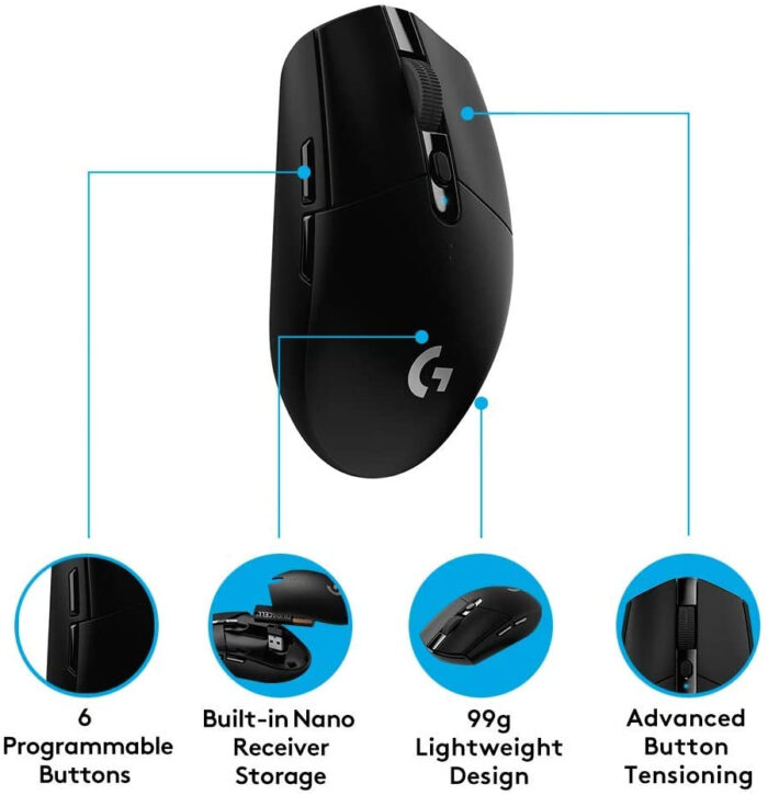 Logitech miška G305 LIGHTSPEED Brezžična Gaming, črna - Image 6