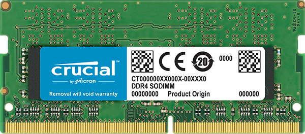 Crucial 8GB DDR4-2400 SODIMM PC4-19200 CL17, 1.2V Single Ranked