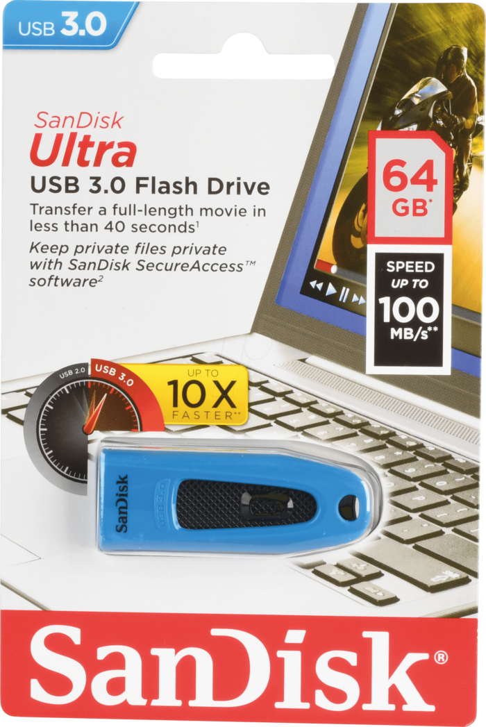SanDisk Ultra 64GB USB 3.0 spominski ključek- moder - Image 4