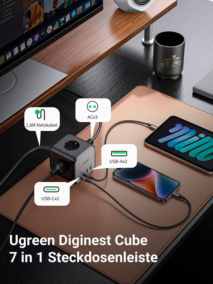 Ugreen DigiNest Cube 65W USB-C / AC 7v1 vtičnica - Image 5